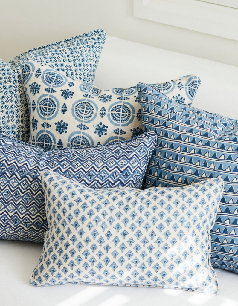Salamanca Linen Cushion in Azure 50cm | Walter G Textiles