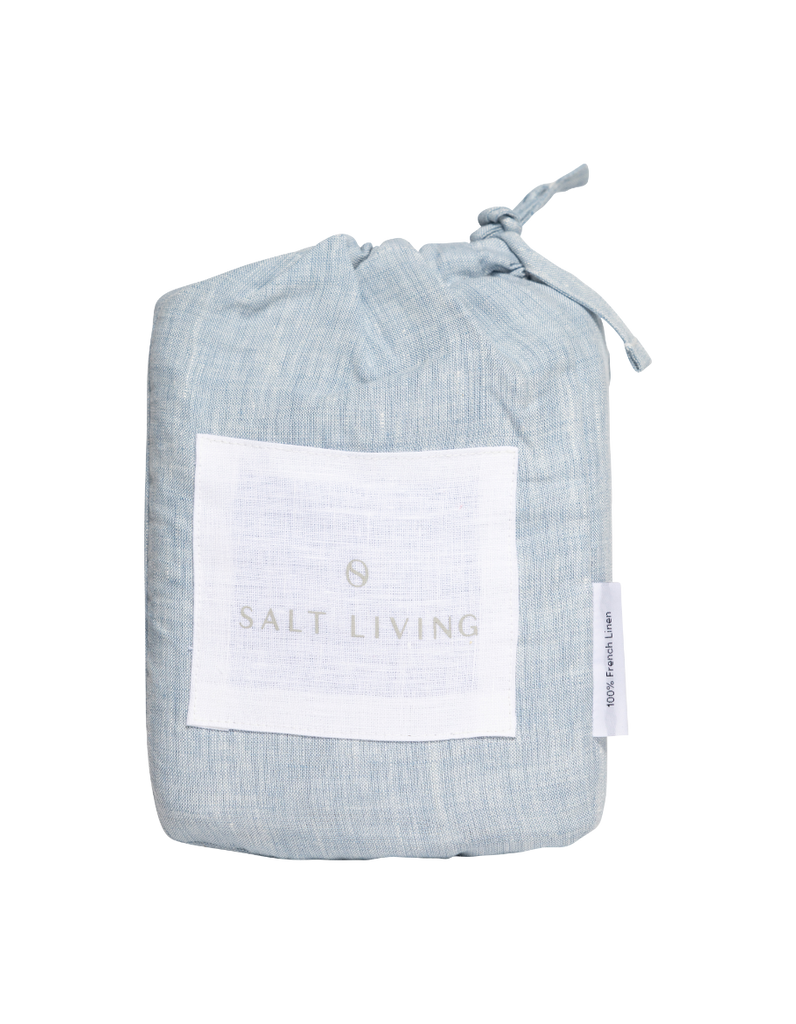 Linen Fitted Cot Sheet in French Blue by Salt Living