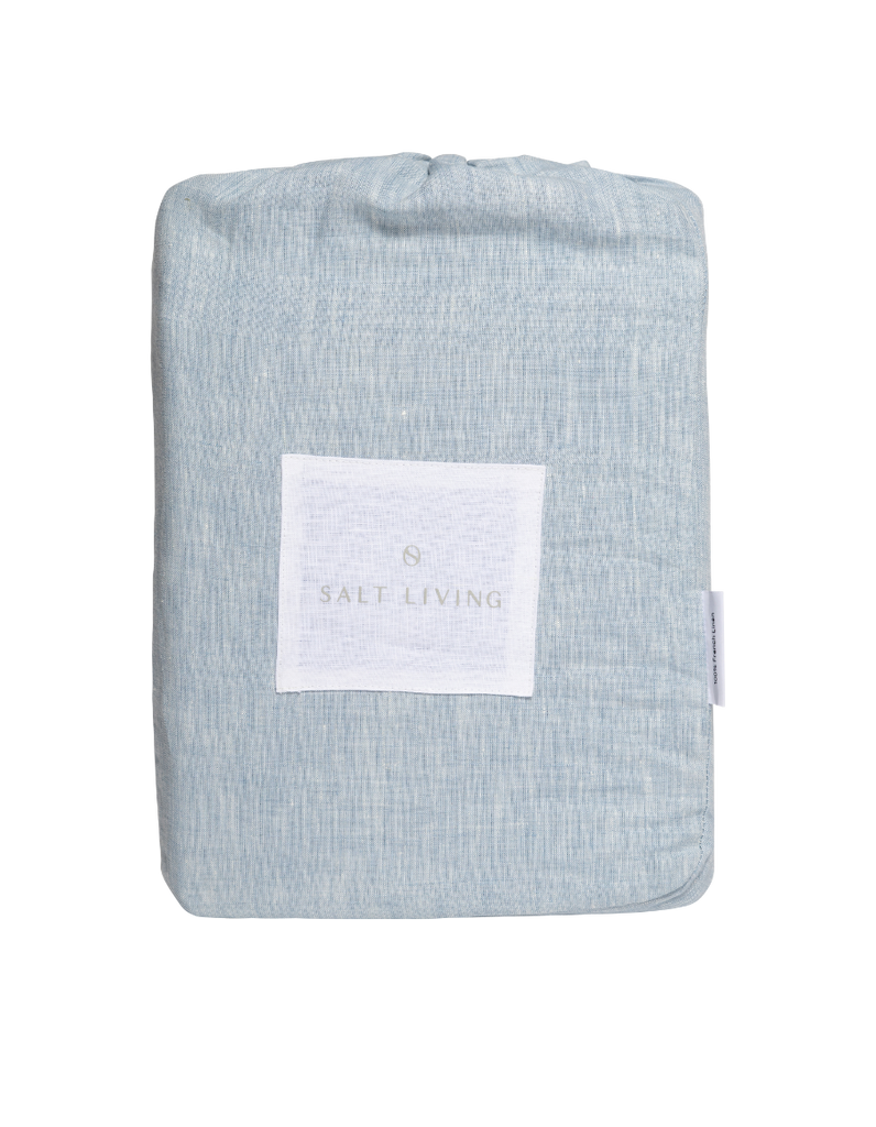 Linen Flat Sheet -  French Blue Yarn Dyed