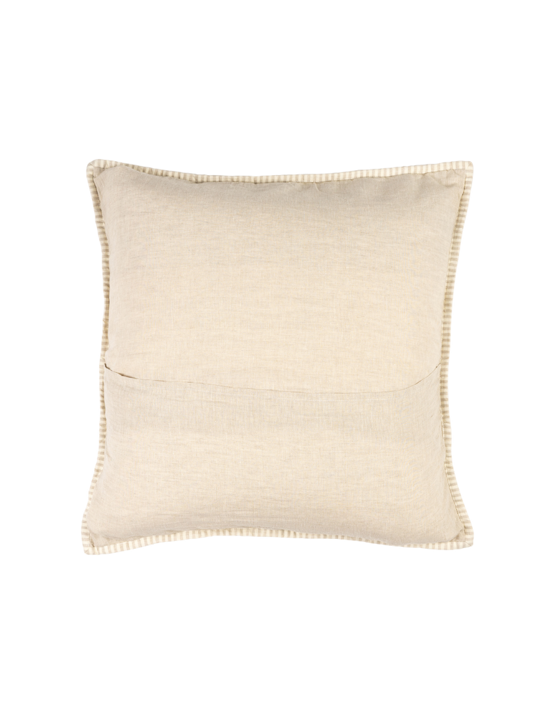 100% French Linen Quilted Euro Sham - Natural Stripe Linen