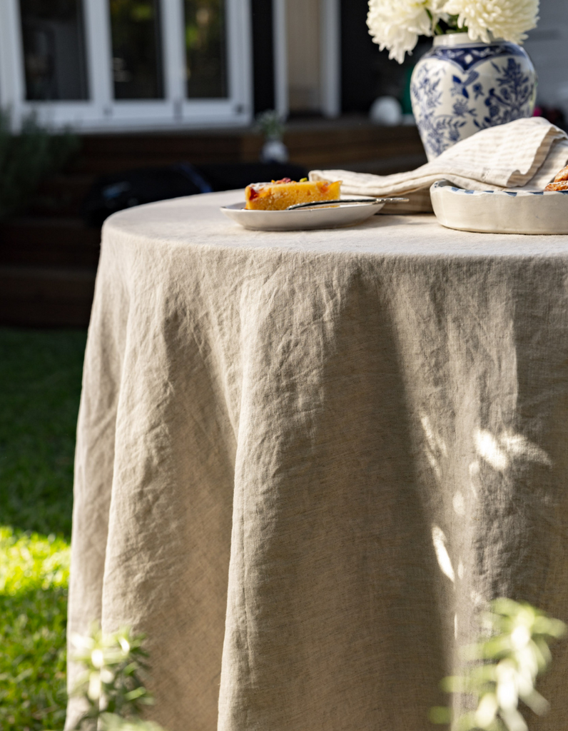 Round Natural Linen Table Cloth by Salt Living