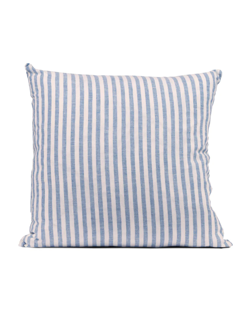 Blue Stripe Linen Cushion Cover 50cm | 100% French Flax Linen