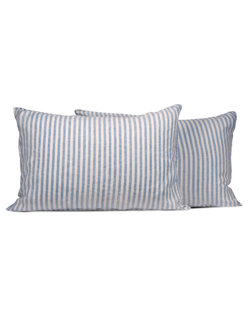 Pillowcases in Blue Stripe - French Flax Linen Bedding
