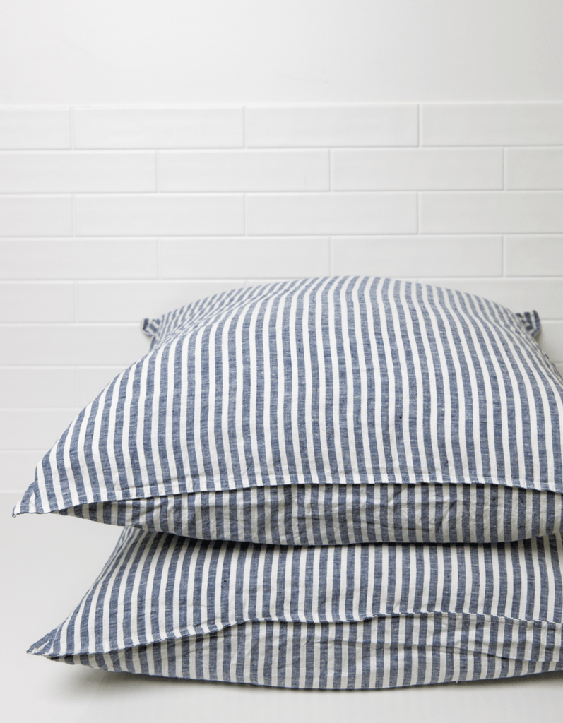 European Pillowcases - Indigo Stripe - Salt Living
