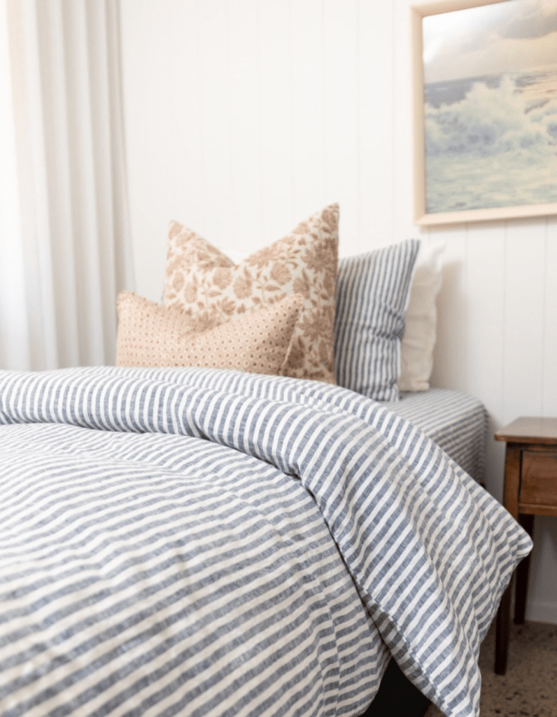 Linen Duvet Cover Set - Indigo Stripe - Salt Living