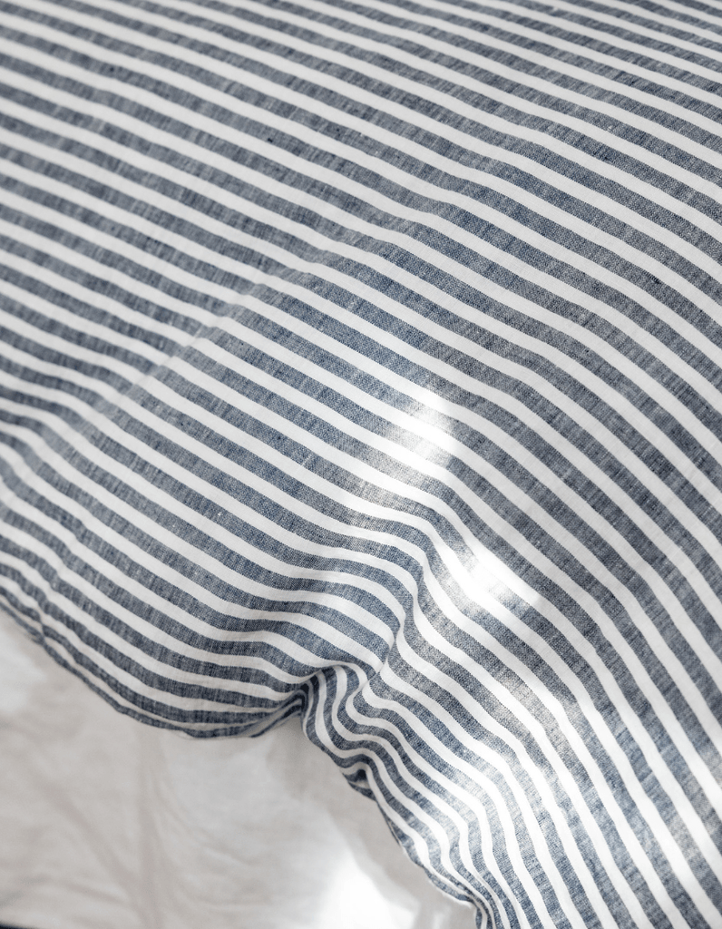 Linen Duvet Cover Set - Indigo Stripe - Salt Living