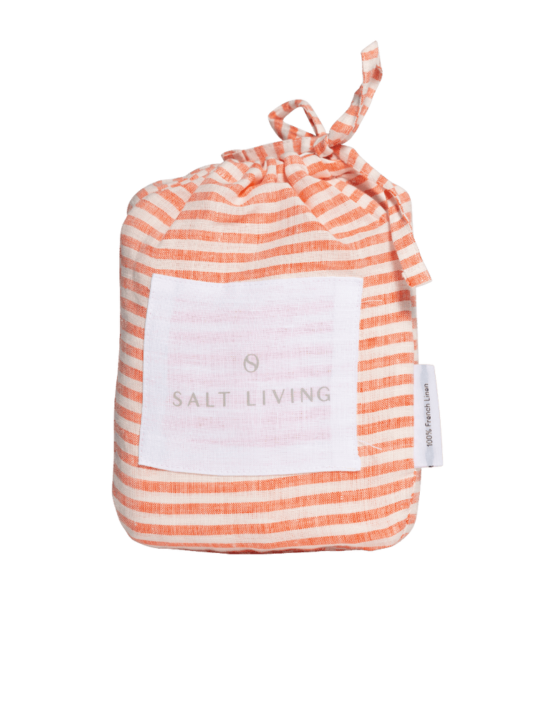 Linen Euro Pillowcase Set - Red Coral Thin Stripe - Salt Living