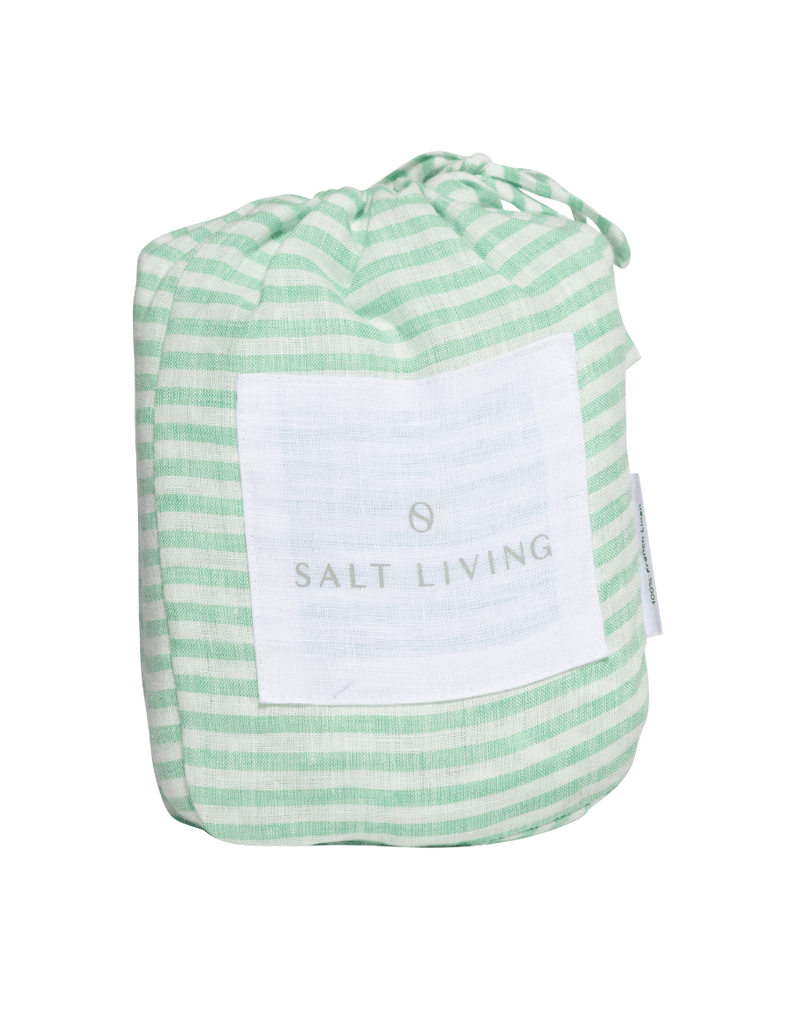 Linen Euro Pillowcase Set - Sea Green Thin Stripe - Salt Living