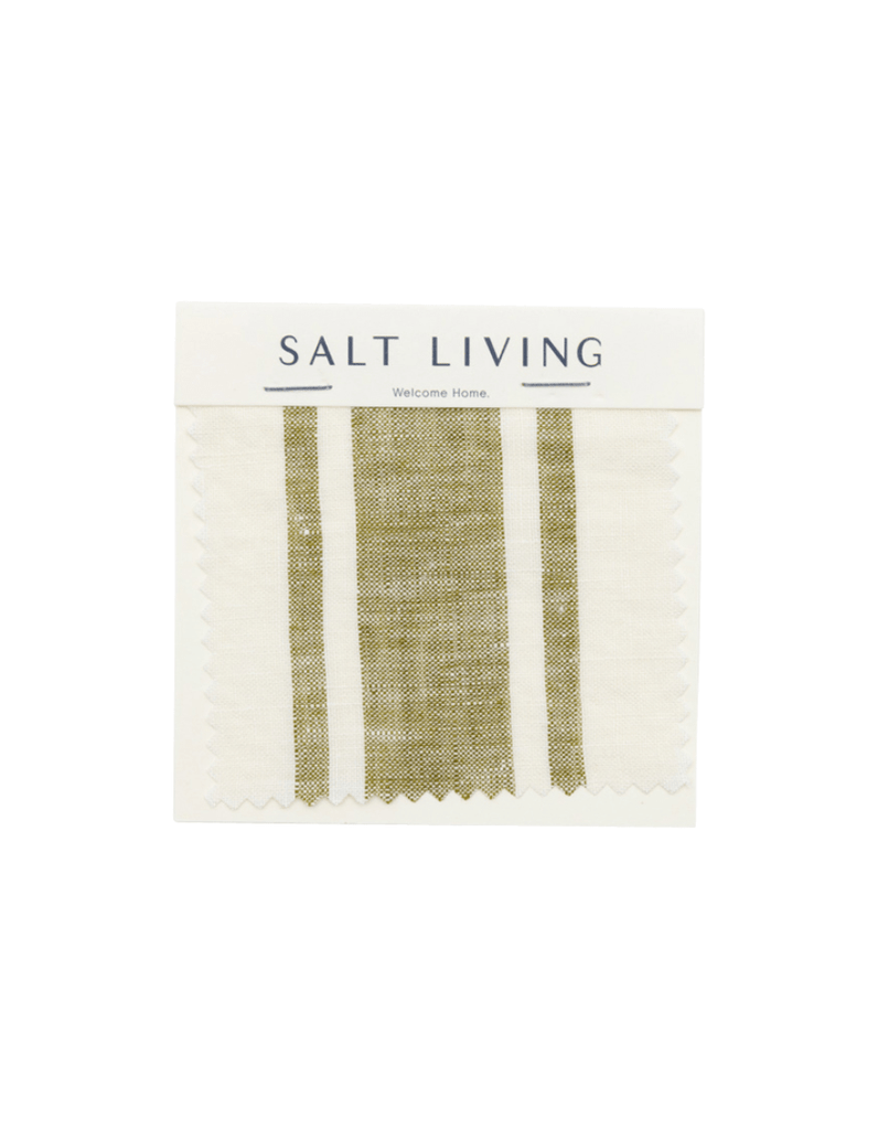 Linen Fabric Swatch - Kelp Ticking Stripe - Salt Living