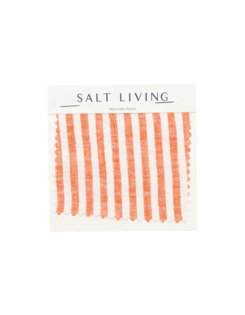 Linen Fabric Swatch - Red Coral Thin Stripe - Salt Living