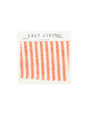 Linen Fabric Swatch - Red Coral Thin Stripe - Salt Living