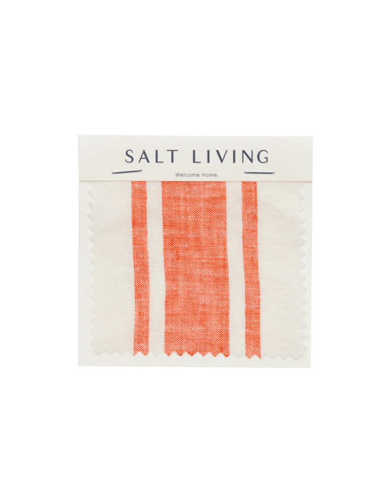 Linen Fabric Swatch - Red Coral Ticking - Salt Living