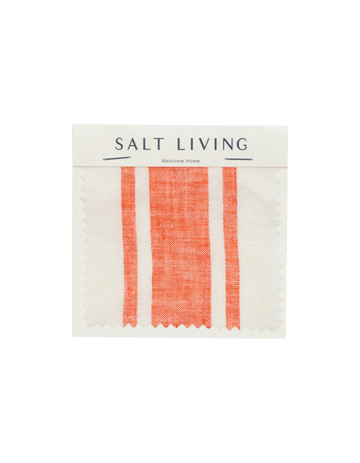 Linen Fabric Swatch - Red Coral Ticking - Salt Living