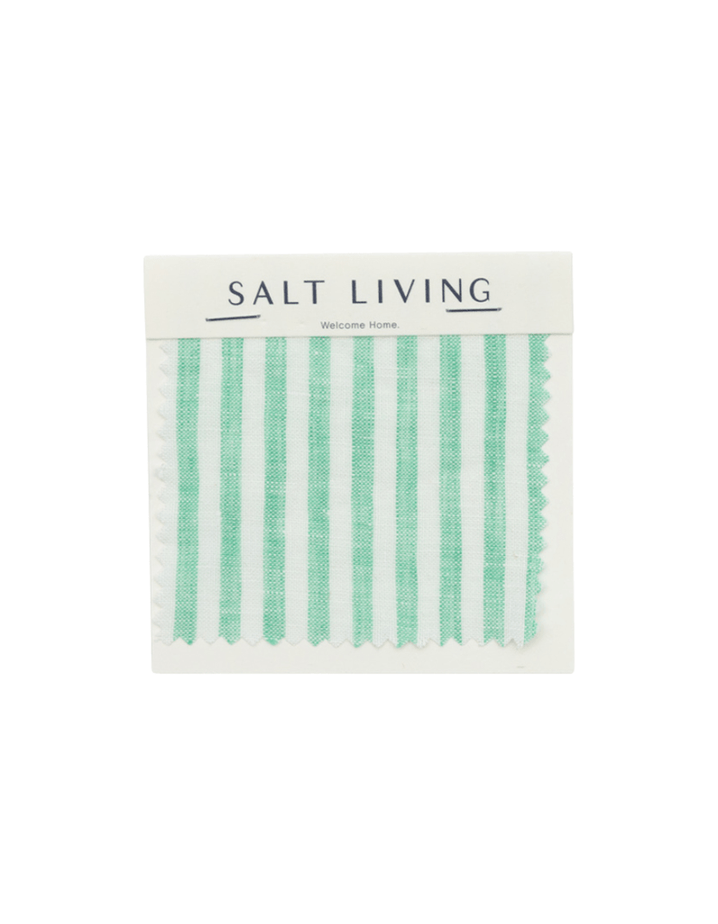 Linen Fabric Swatch - Sea Green Thin Stripe - Salt Living