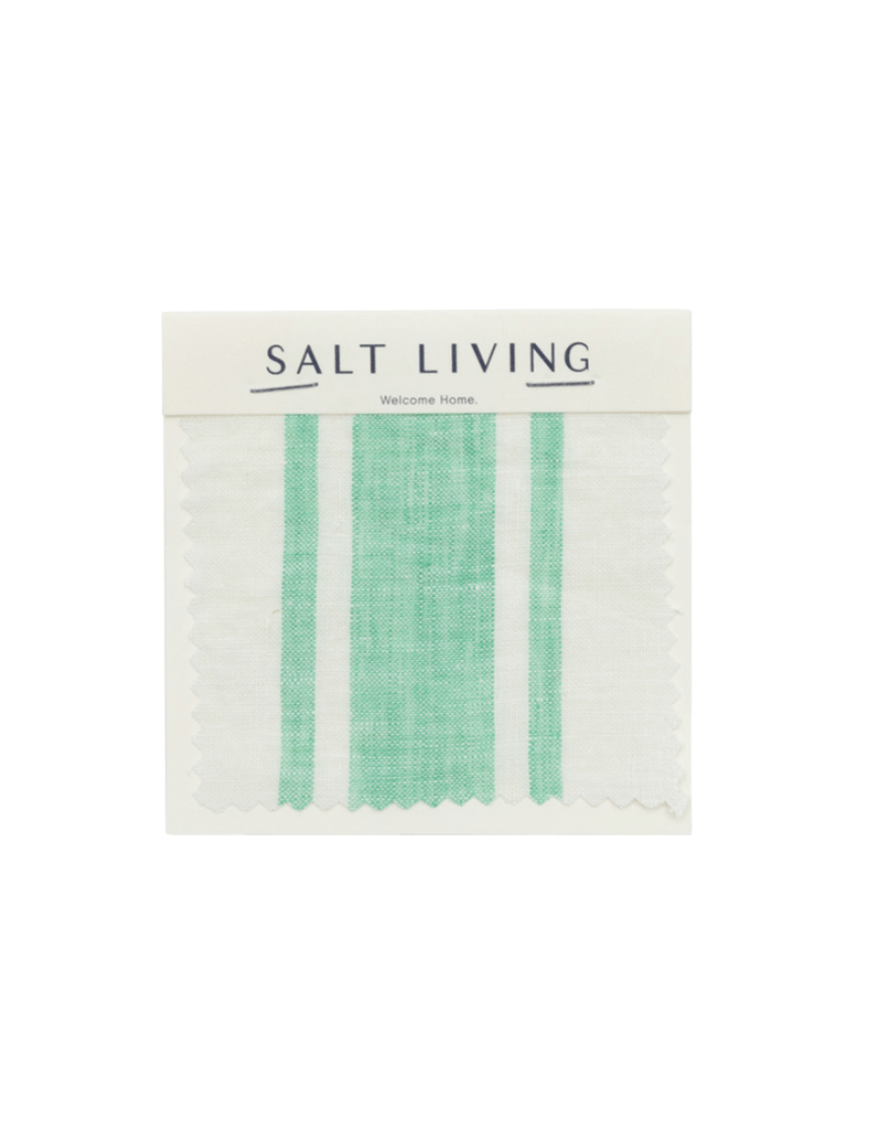 Linen Fabric Swatch - Sea Green Ticking Stripe - Salt Living