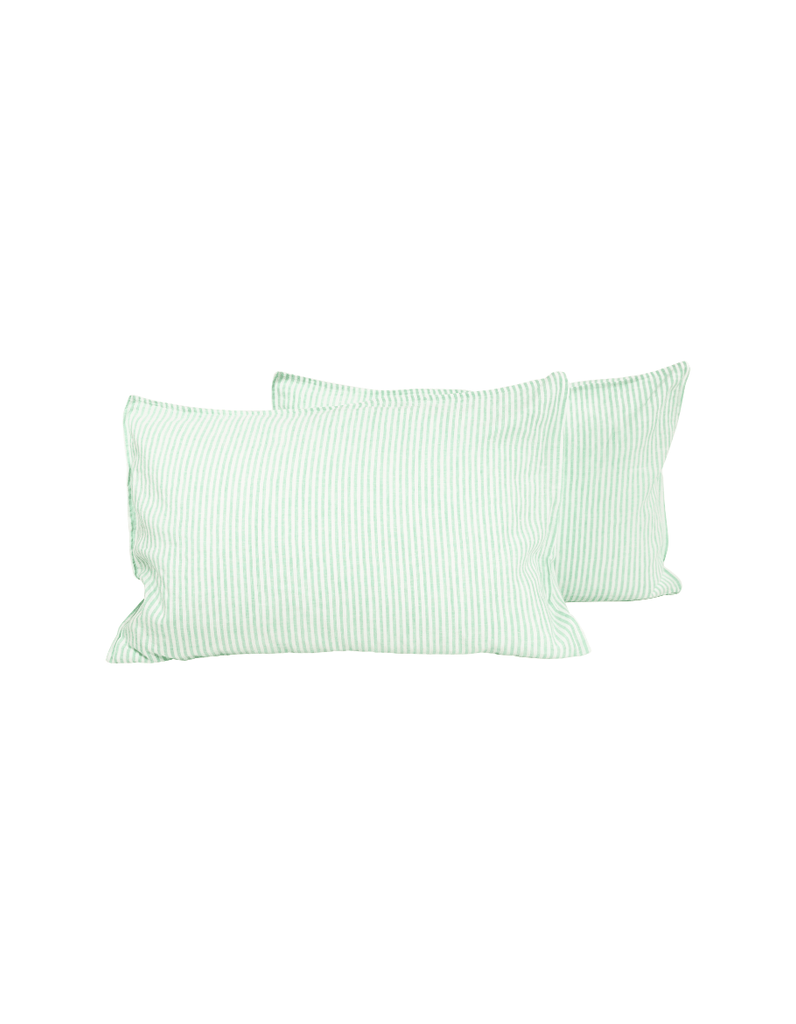 Linen Pillowcase Set - Sea Green Thin Stripe - Salt Living