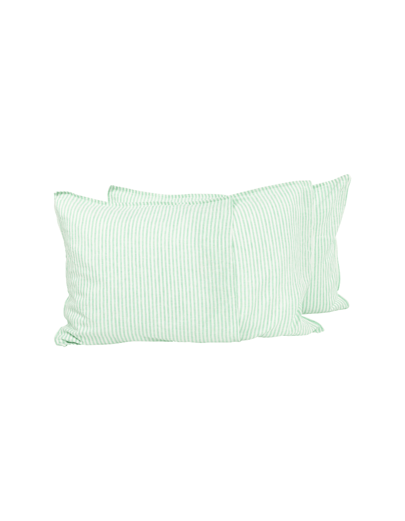 Linen Pillowcase Set - Sea Green Thin Stripe - Salt Living