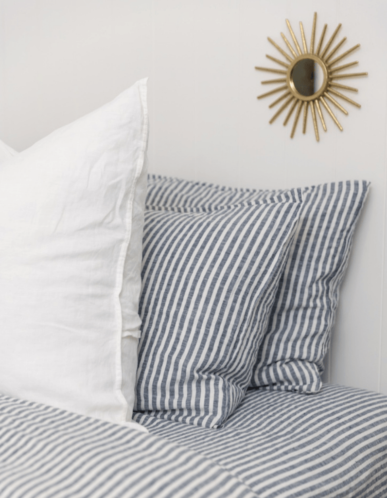 Linen Pillowcases - Indigo Stripe - Salt Living