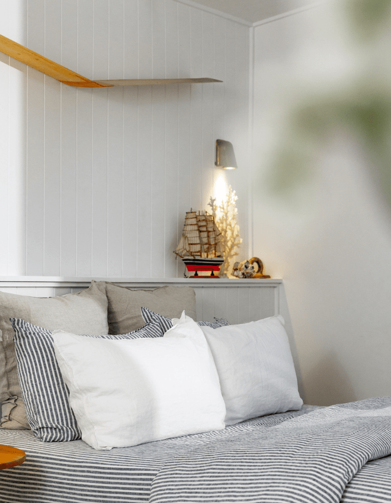 Linen Sheet Set - Indigo Stripe - Salt Living