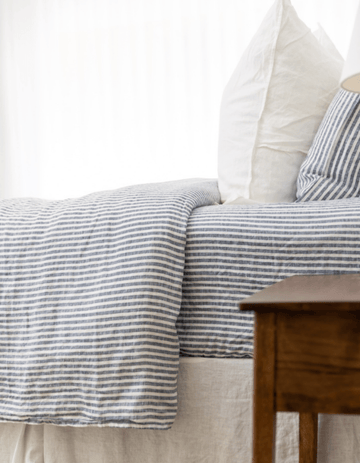Linen Sheet Set - Indigo Stripe - Salt Living