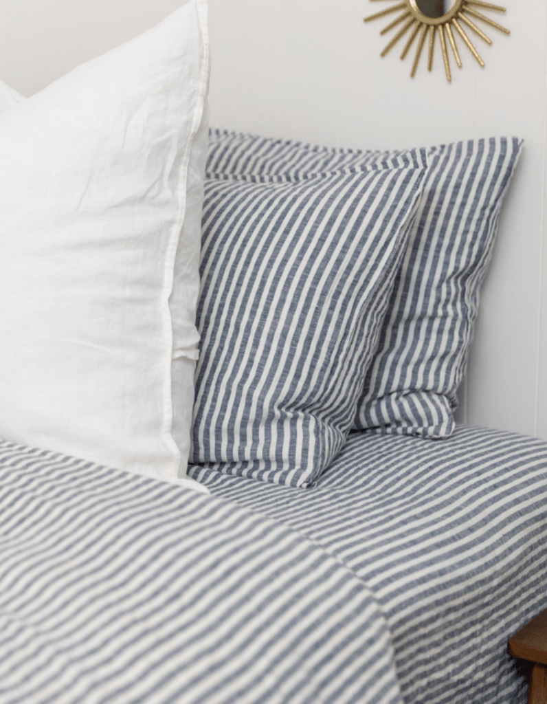 Linen Sheet Set - Indigo Stripe - Salt Living