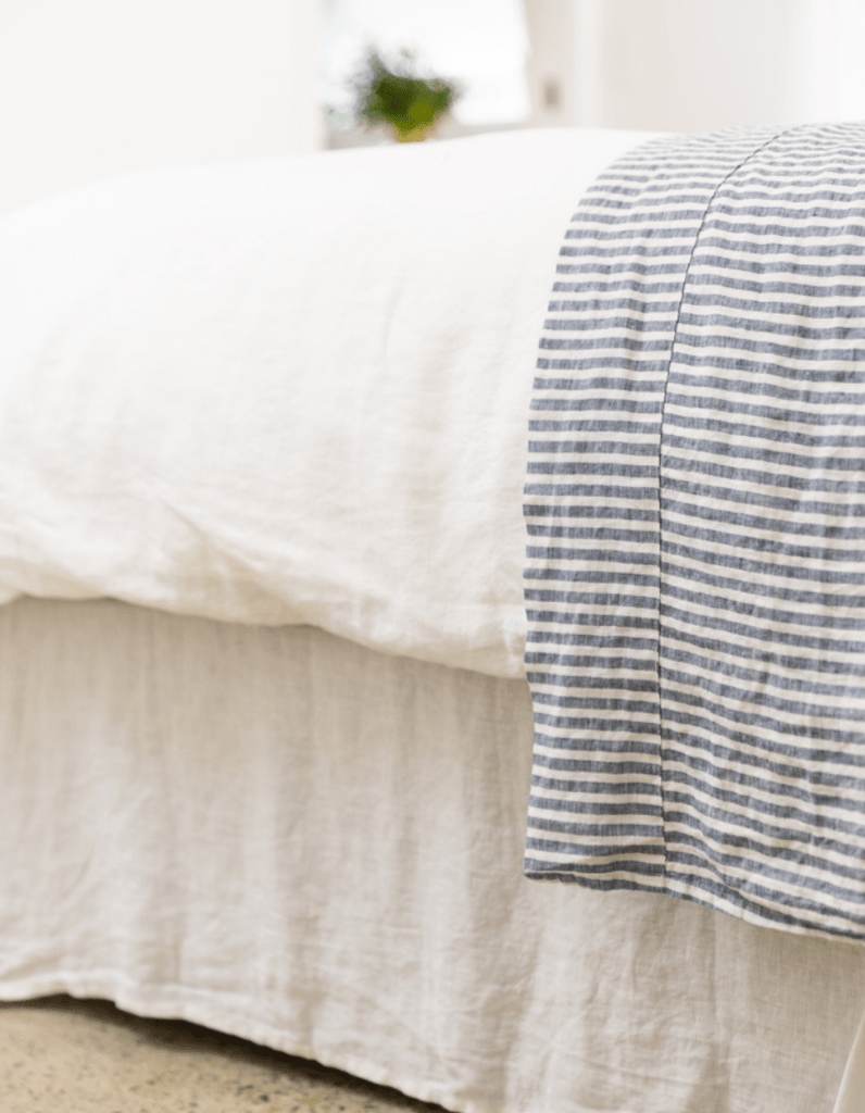 Linen Sheet Set - Indigo Stripe - Salt Living