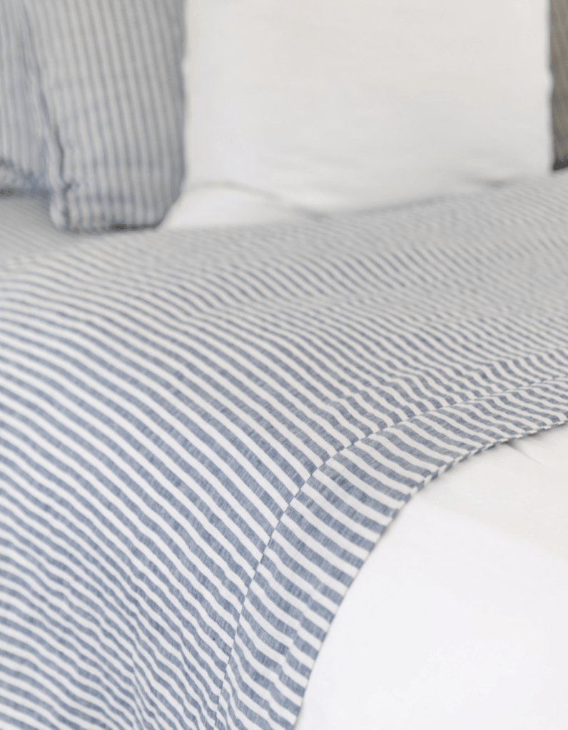 Linen Sheet Set - Indigo Stripe - Salt Living