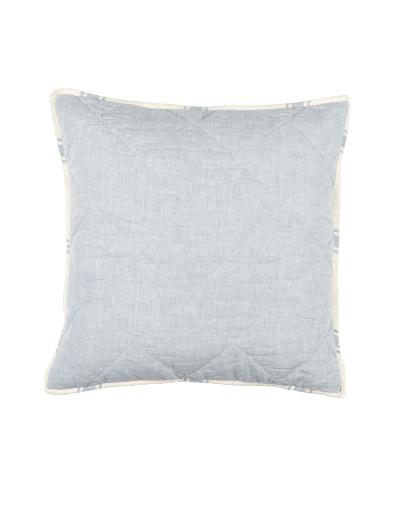 Quilted Euro Sham - French Blue Linen - Salt Living