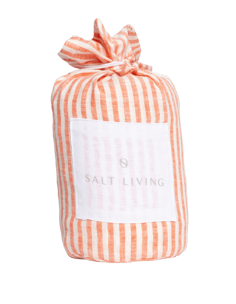 Quilted Euro Sham - Red Coral Stripe Linen - Salt Living