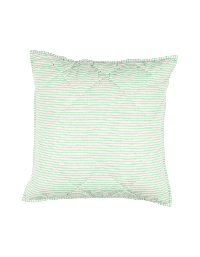 Quilted Euro Sham - Sea Green Stripe Linen - Salt Living
