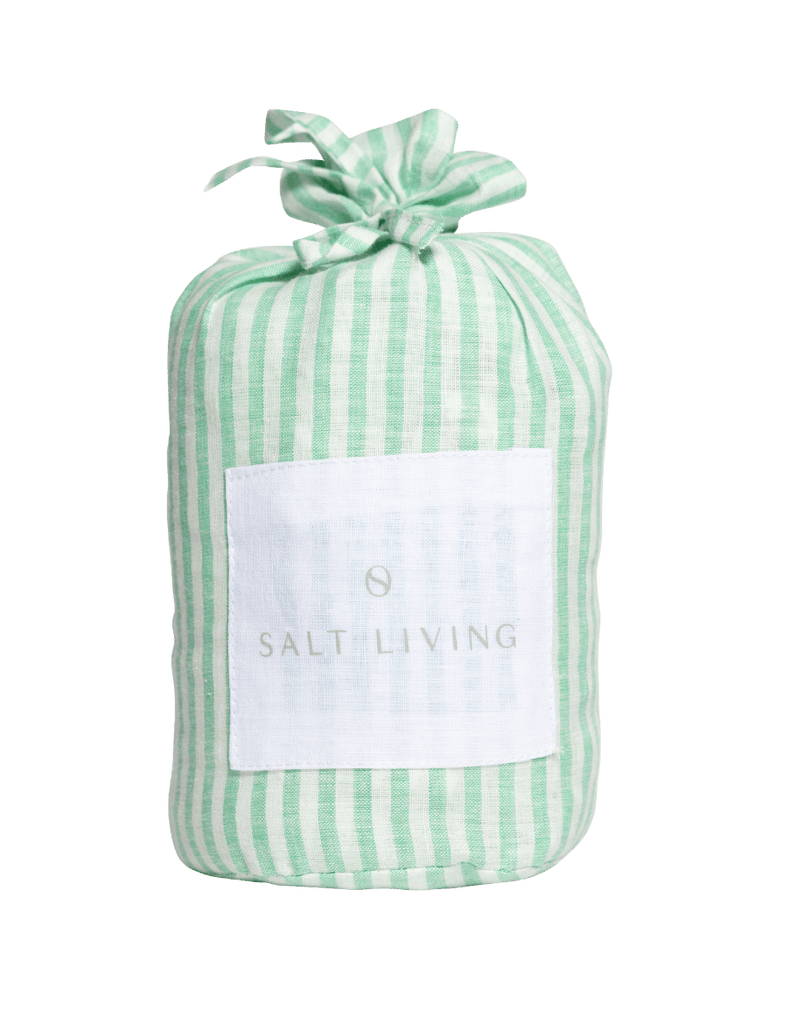 Quilted Euro Sham - Sea Green Stripe Linen - Salt Living